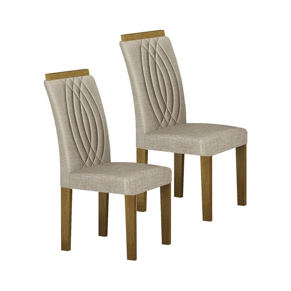 Conjunto 2 Cadeiras De Jantar Doha Mdf E Linho Leifer Palha