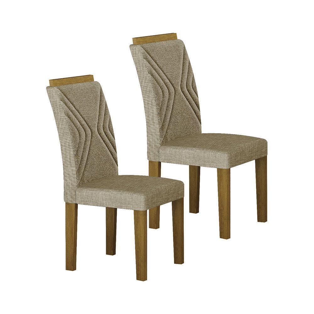 Conjunto 2 Cadeiras De Jantar Clara Mdf E Linho Leifer Palha