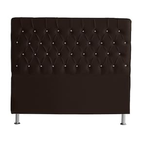 Cabeceira De Cama Estrela Casal 140 Cm Suede Botão Cristal Marrom Do Lar Móveis E Decoração
