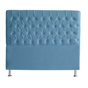 Cabeceira De Cama Estrela Queen 160 Cm Suede Botão Cristal Azul Bebê Do Lar Móveis E Decoração