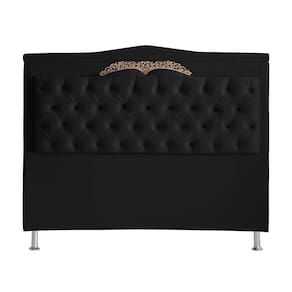 Cabeceira De Cama Madri Casal King 195 Cm Suede Preto Do Lar Móveis E Decoração