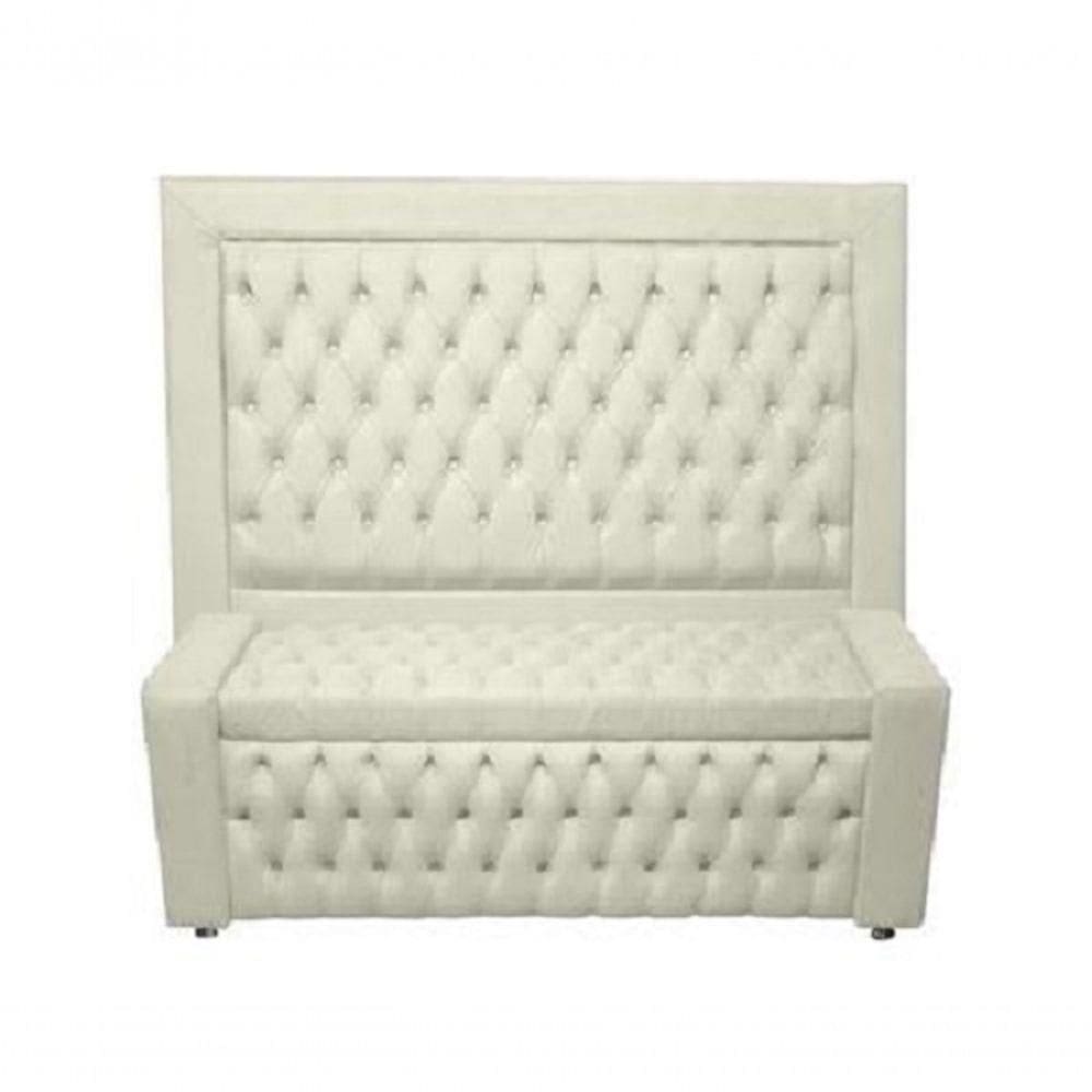 Kit Cabeceira De Cama E Calçadeira Baú Retro Capitonê Botão Encapados Casal 140 Cm Suede Porcelana Do Lar Móveis