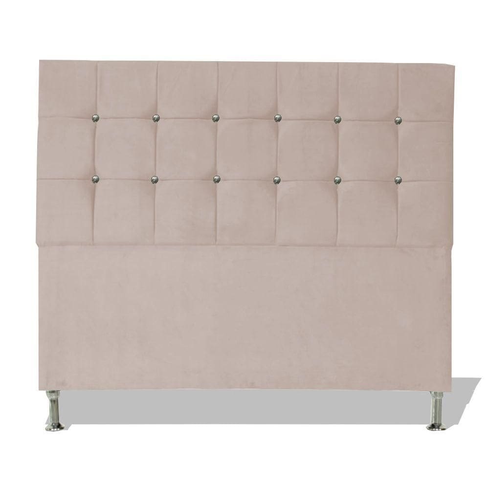 Cabeceira De Cama Cristal King 195 Cm Botão Strass Suede Porcelana Do Lar Móveis