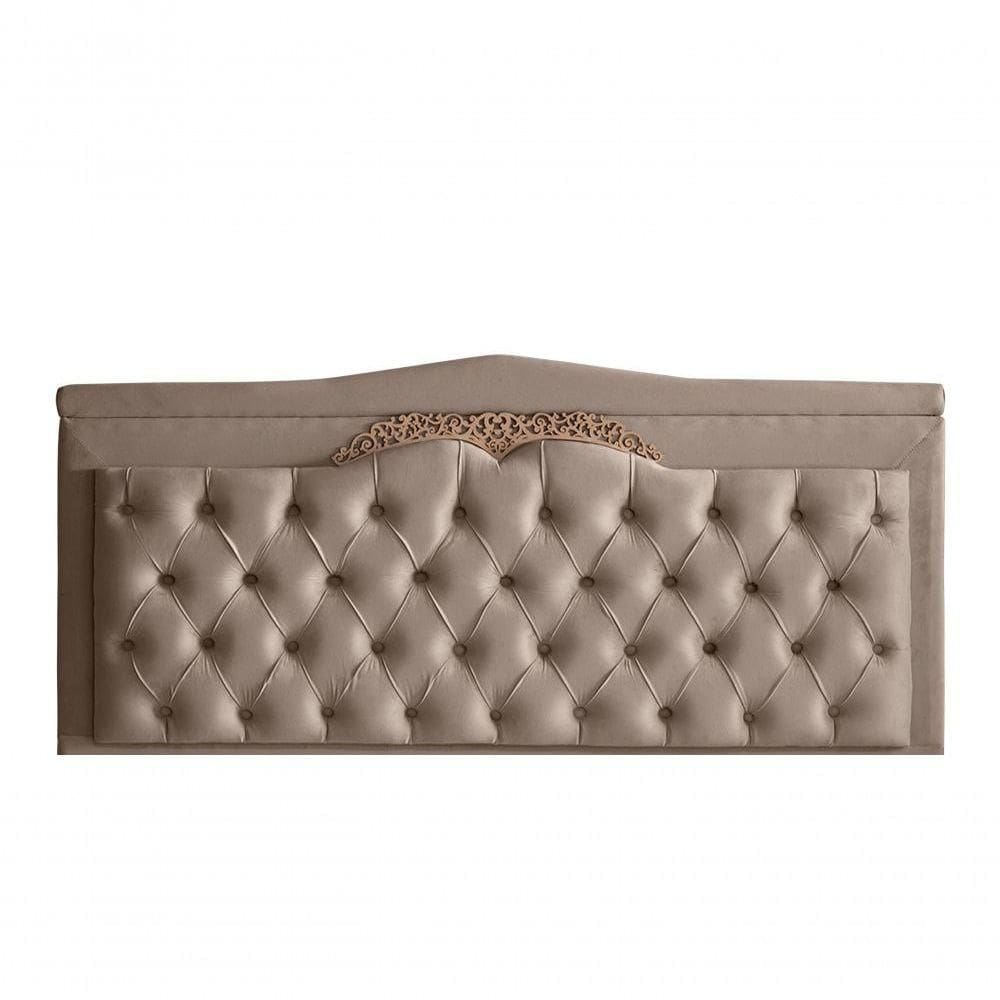 Cabeceira De Cama Painel Barcelona King 195 Cm Retro Capitonê Botão Encapados Suede Capuccino Do Lar Móveis