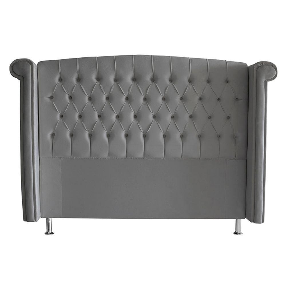 Cabeceira De Cama Luxo King 195 Cm Suede Prata Do Lar Móveis