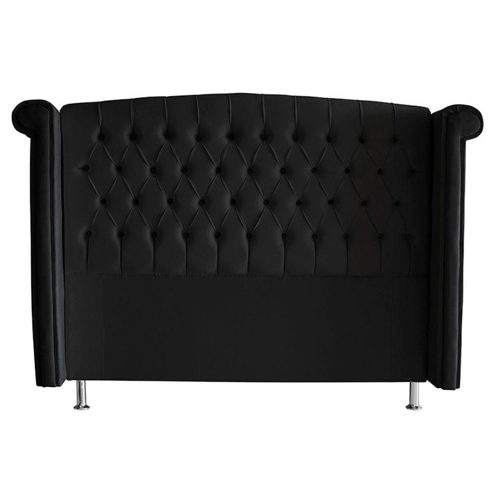 Cabeceira De Cama Luxo King 195 Cm Suede Preto Do Lar Móveis