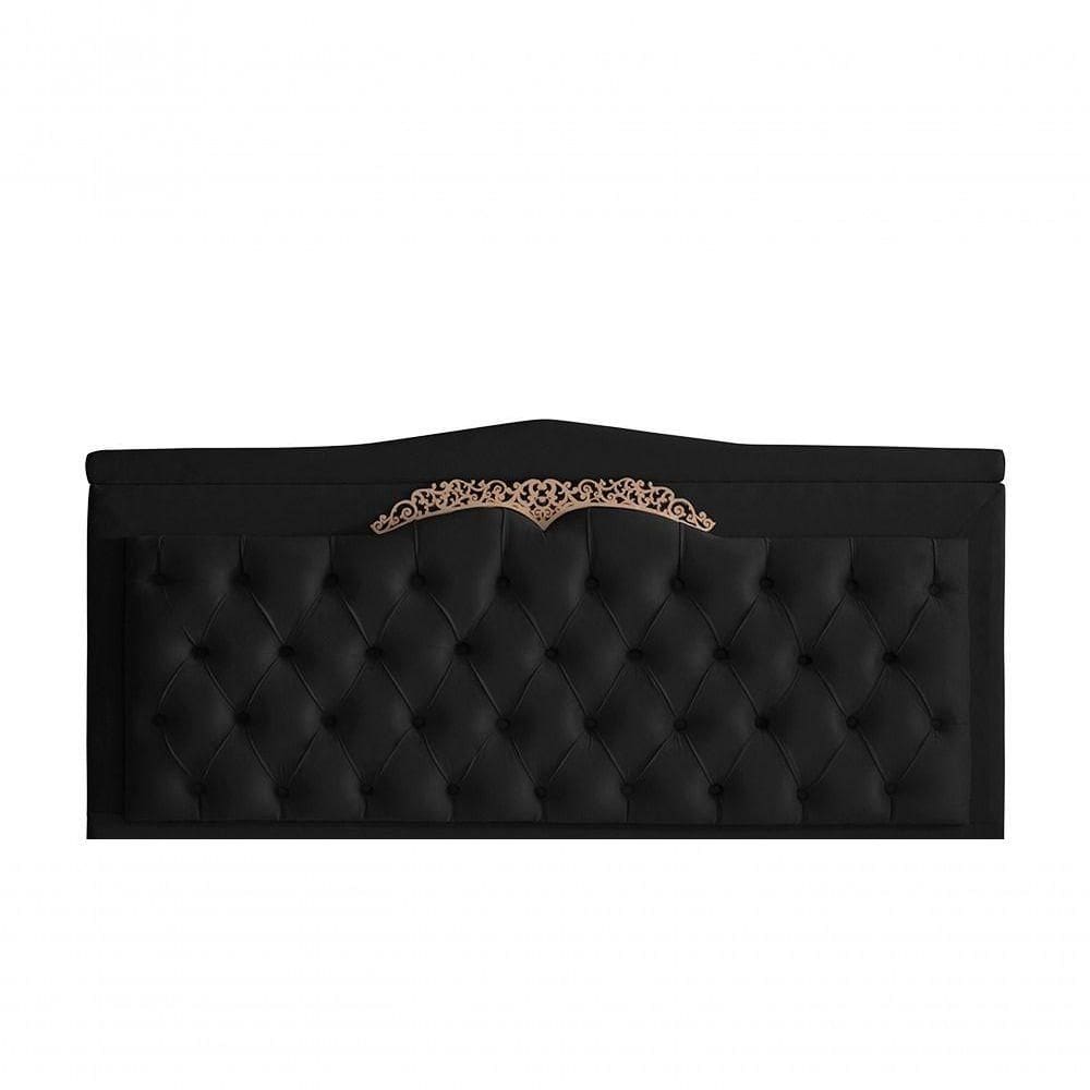 Cabeceira De Cama Painel Barcelona Queen 160 Cm Retro Capitonê Botão Encapados Suede Preto Do Lar Móveis
