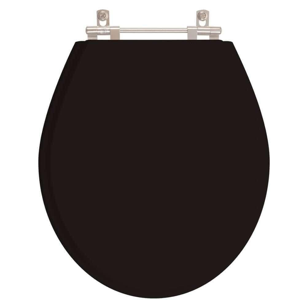 Assento Sanitário Poliester Angra Preto Para Vaso Ideal Standard