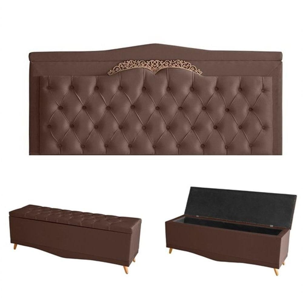 Kit Barcelona Cabeceira De Cama Painel E Calçadeira Baú King 195 Cm Suede Rosê Do Lar Móveis E Decoração