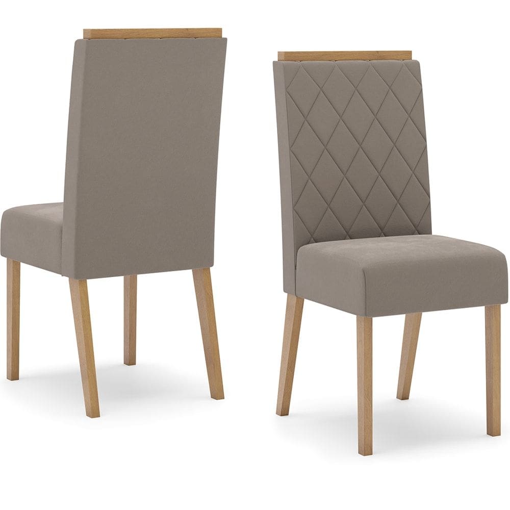 Kit 2 Cadeiras Sala De Jantar Nina Suede Marrom Amendoa Henn