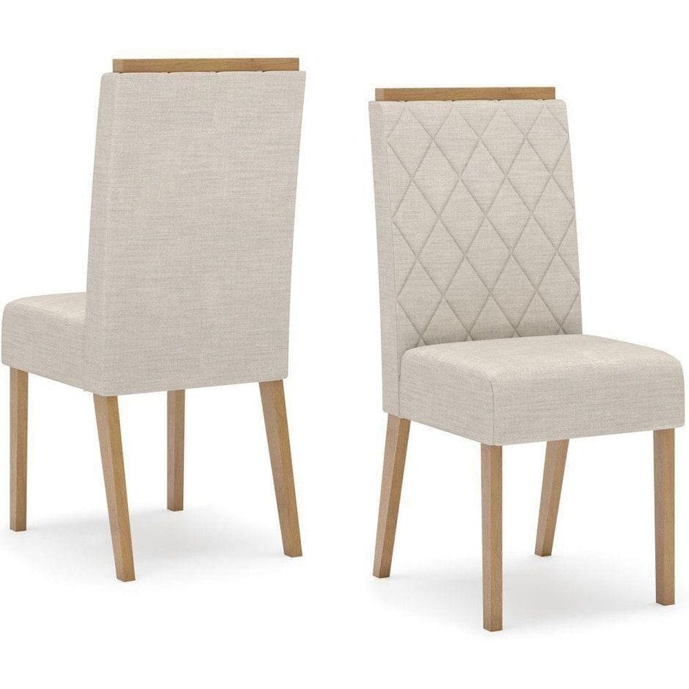 Kit 2 Cadeiras Sala De Jantar Nina Suede Linho Henn