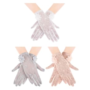 Luvas de renda Skylety para mulheres Short Floral Tea Party x3