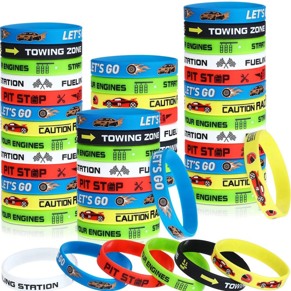 Pulseiras Party Favors Skylety Race Cars para crianças (pacote com 24)