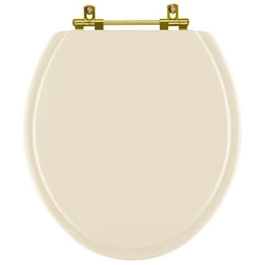 Assento Sanitario Laqueado Convencional Universal Oval Bone Com Ferragem Dourada