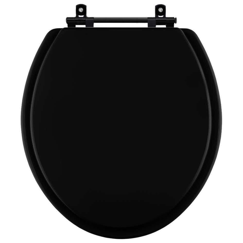 Assento Sanitario Poliéster Convencional Universal Oval Preto Com Ferragem Preta