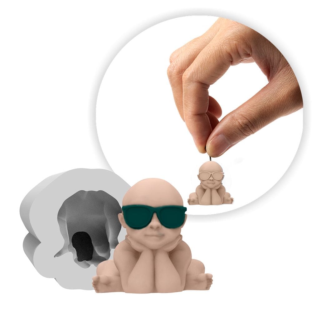 Forma de Silicone Mini Bebê com Óculos