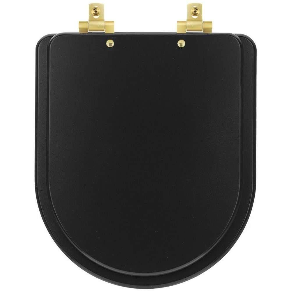 Tampa De Vaso Com Fechamento Lento Smart Onix (preto Fosco) Para Louça Celite Com Ferragem Dourada