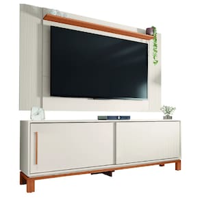 Rack Bancada Com Painel Para TV até 65 Polegadas 1,80m Ripado Impressão 3D 2 Portas Dubai Madeirado