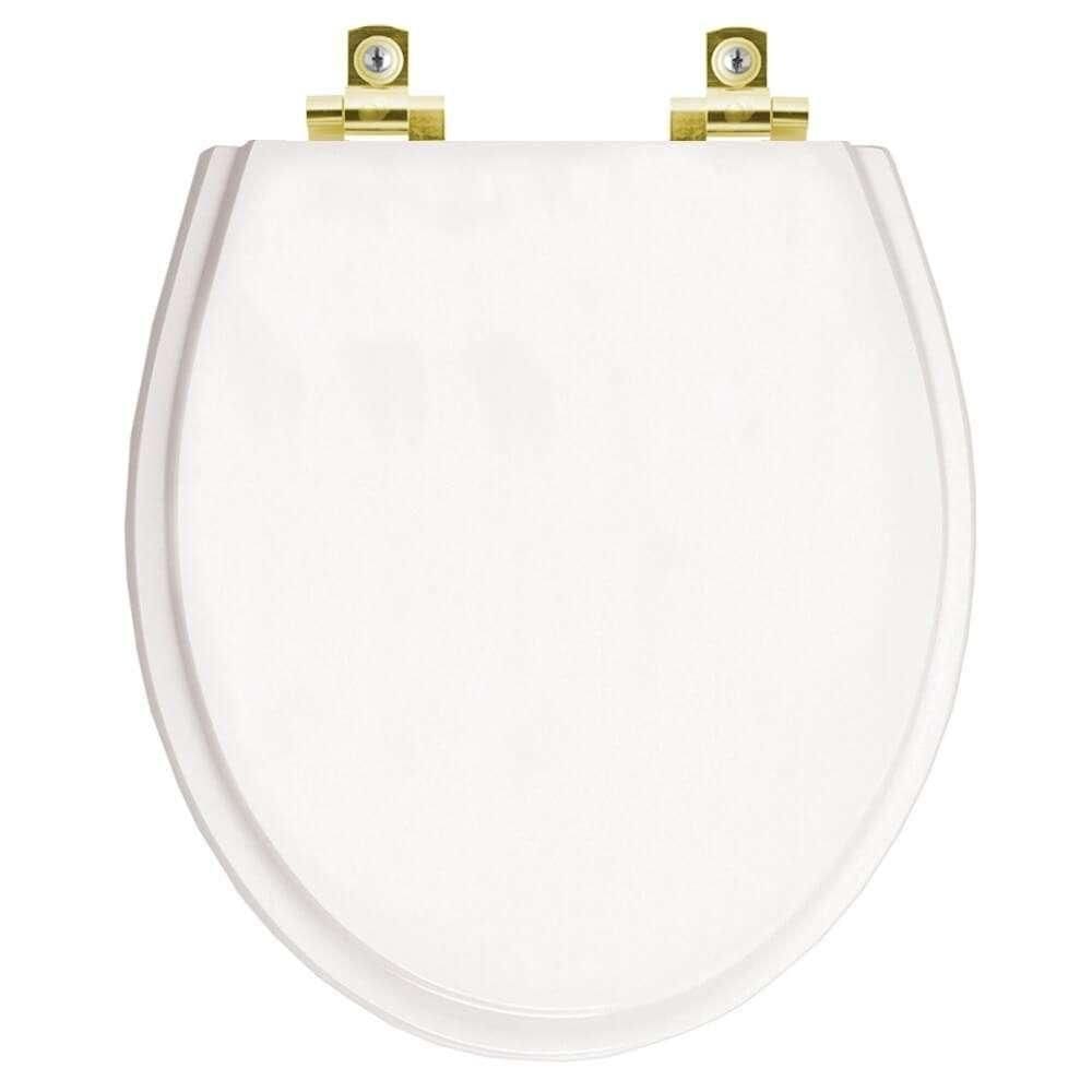 Assento Sanitário Com Amortecedor Ritz Branco Para Vaso Deca Com Ferragem Dourada