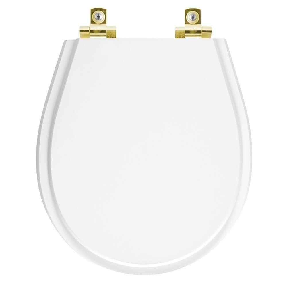 Assento Sanitário Com Fechamento Lento Avalon Branco Para Vaso Ideal Standard Com Ferragem Dourada