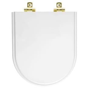 Assento Sanitário Com Fechamento Lento Riviera Branco Para Vaso Celite Com Ferragem Dourada