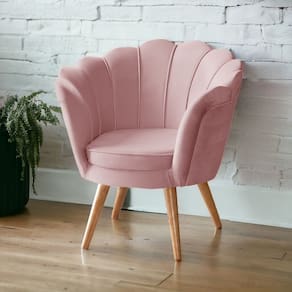 Poltrona Decorativa Pétala Flor Elegante Estofada Pé Palito