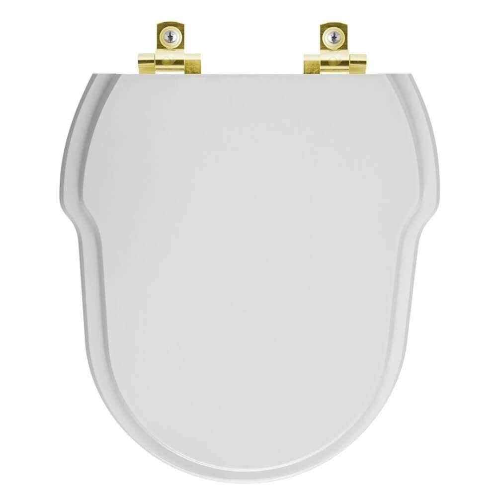 Assento Sanitário Soft Close Ibiza Cinza Platina Para Vaso Incepa Com Ferragem Dourada