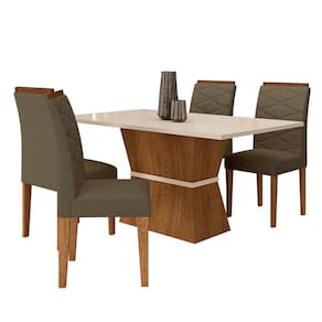 Conjunto Mesa Denali 4 Cadeiras Freijó/off/suede Capuccino - M.a