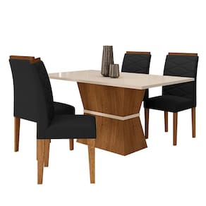 Conjunto Mesa Denali 4 Cadeiras Freijó/off Premium/suede Preto - M.a
