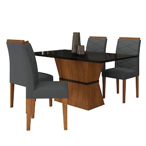 Conjunto Mesa Denali 4 Cadeiras Freijó/preto/suede Cinza - M.a