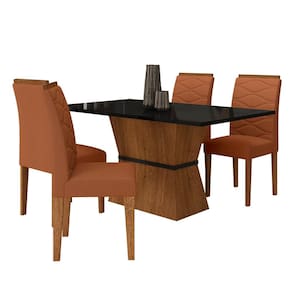 Conjunto Mesa Denali 4 Cadeiras Freijó/preto/suede Terracota - M.a