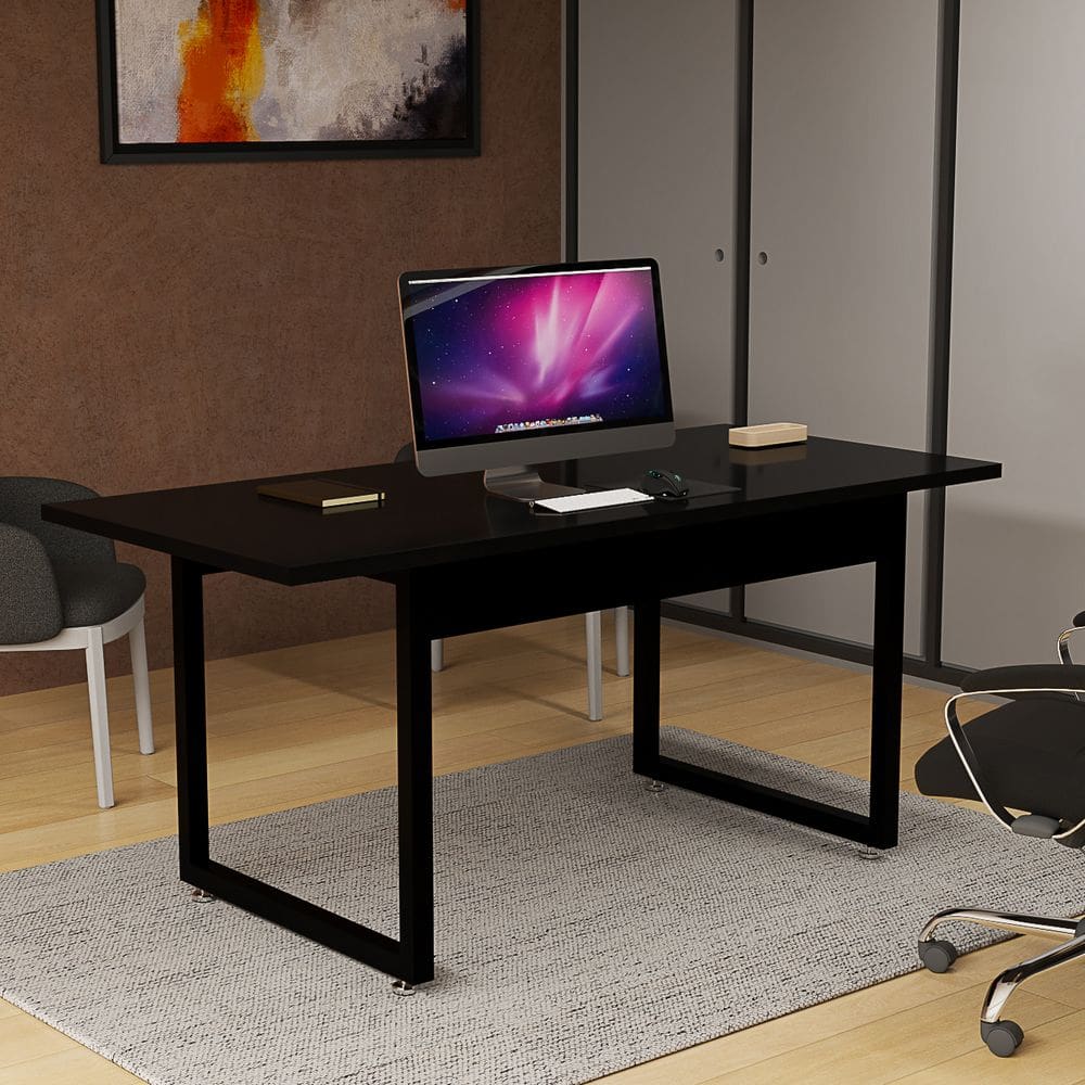 Escrivaninha Estilo Industrial Para Computador Trabalho Home Office Mesa Diretor 160x80 Pés de Ferro