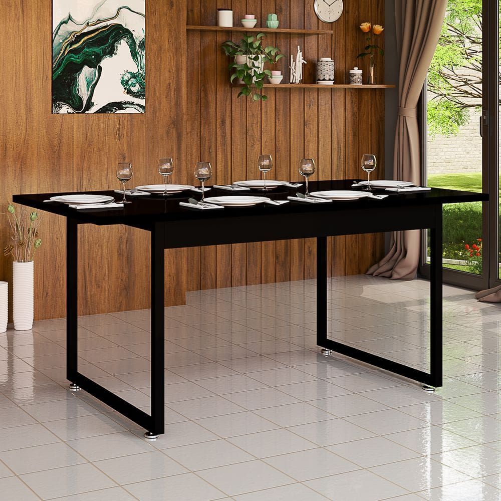 Mesa de Jantar 120x80 Estilo Industrial Para Cozinha e Sala de Estar Com Tampo de Mdf e Pés de Ferro
