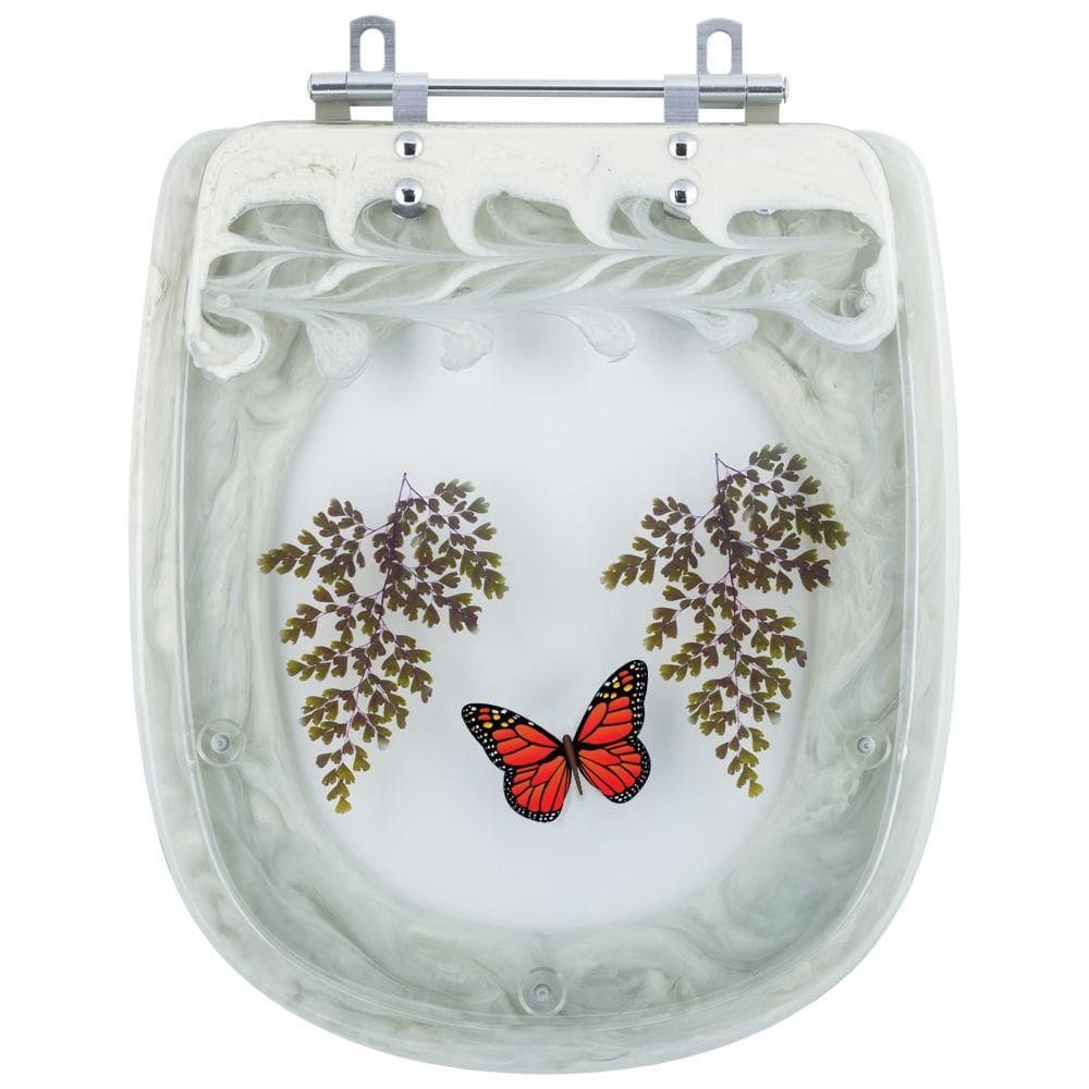 Assento Sanitário Decorado Aspen Branco com Borboleta Vermelha para Vaso Deca