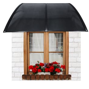 Toldo Policarbonato Preto Fumê 75 cm x 1,5 metro Kit Completo Proteção para Portas Janelas Compressor (75x150) z\