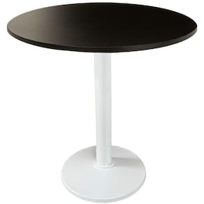 Mesa Zeta Ferro Branco 75 cm (Alt) Disco Redondo Tampo MDP Redondo 80 cm (Larg) x 2,50 cm (Alt) Preto