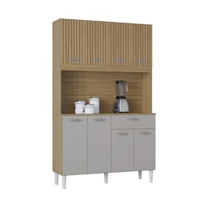 Cozinha Kit Cassia 8 Portas Damasco Ripado Off White- Poquema