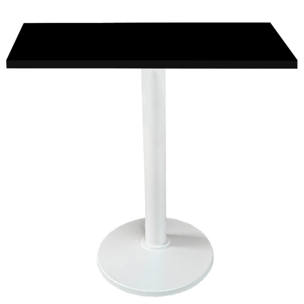 Mesa Zeta Ferro Branco 75 cm (Alt) Disco Redondo Tampo MDP Quadrado 60 cm (Larg) x 2,5 cm (Alt) Preto