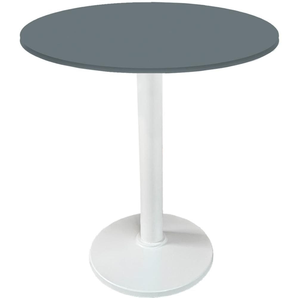 Mesa Zeta Ferro Branco 75 cm (Alt) Disco Redondo Tampo MDP Redondo 60 cm (Larg) x 2,50 cm Alt Grafito