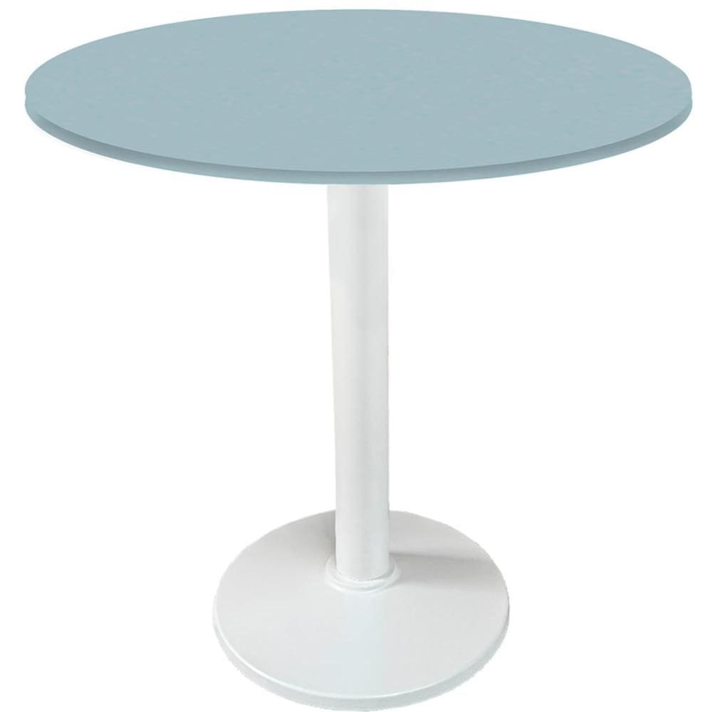 Mesa Zeta Ferro Branco 75 cm (Alt) Disco Redondo Tampo MDP Redondo 80 cm (Larg) x 2,50 cm (Alt) Cinza