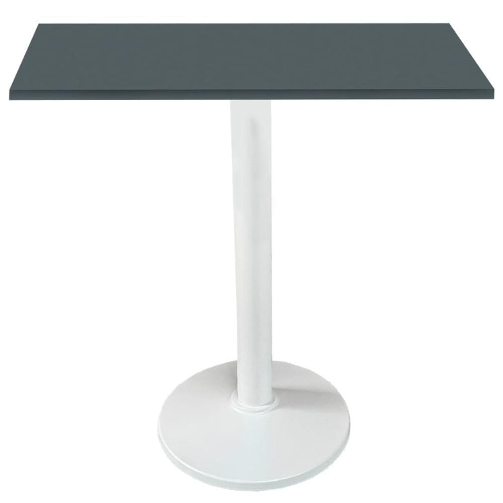Mesa Zeta Ferro Branco 75 cm (Alt) Disco Redondo Tampo MDP Quadrado 70 cm (Larg) x 2,5 cm Alt Grafito