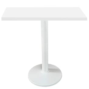 Mesa Zeta Ferro Branco 75 cm (Alt) Disco Redondo Tampo MDP Quadrado 70 cm (Larg) x 2,50 cm Alt Branco