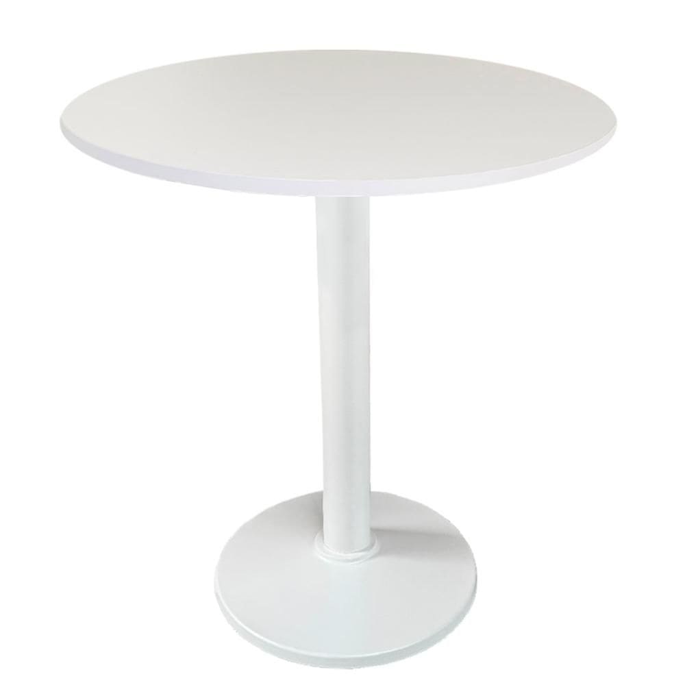 Mesa Zeta Ferro Branco 75 cm (Alt) Disco Redondo Tampo MDP Redondo 60 cm (Larg) x 2,5 cm (Alt) Branco
