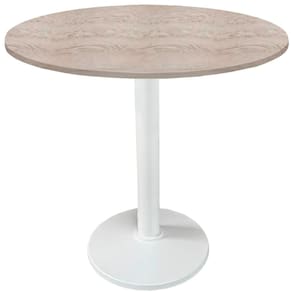 Mesa Zeta Ferro Branco 75 cm (Alt) Disco Redondo Tampo MDP Redondo 70 cm Larg x 2,5 cm Alt Castanheira