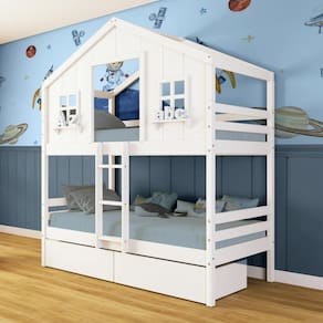 Beliche Casinha dos Sonhos com 02 Gavetas Madeira Maciça Branco Megamobilia