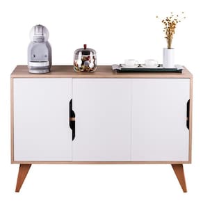 Balcão Buffet com 3 Portas Carvalho e Branco