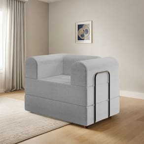 Poltrona Monaco Decorativa Escritorio Sala de Espera Linho Cinza