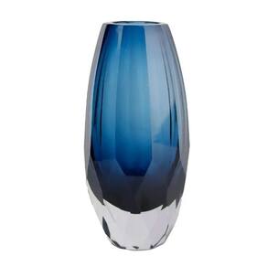 Vaso Oval Vidro Murano Italiano 20X10Cm Fino Acabamento Azul