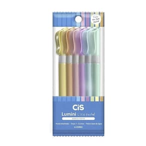 Caneta Marca-Texto Lumini Lite Pastel 3.5Mm 6 Cores Cis