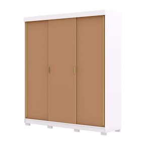 Guarda Roupa Casal 200cm 3 Portas Porto Branco/Camarim - Vila Rica
